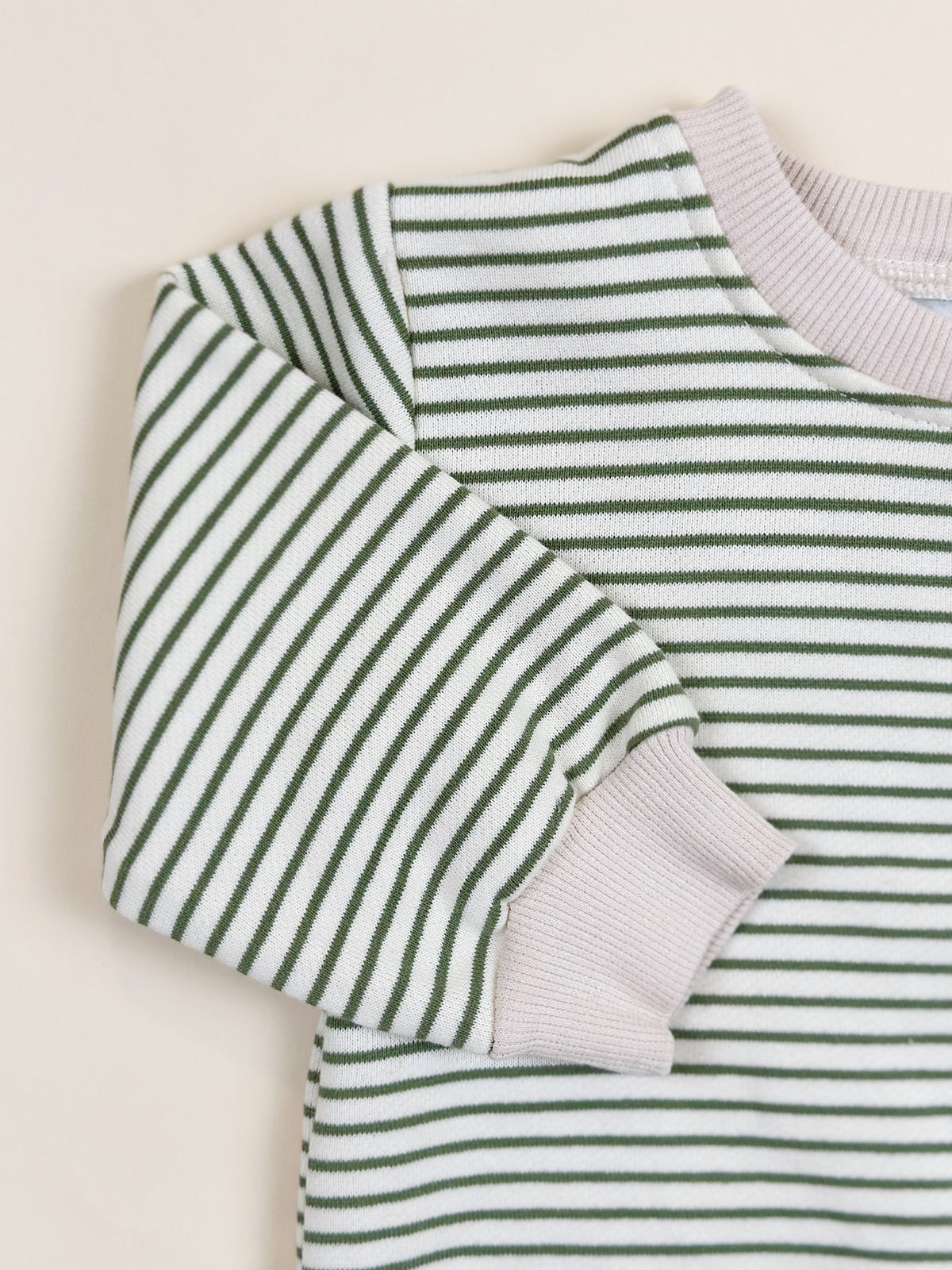 Striped Pine Green Romper lined with Fleece