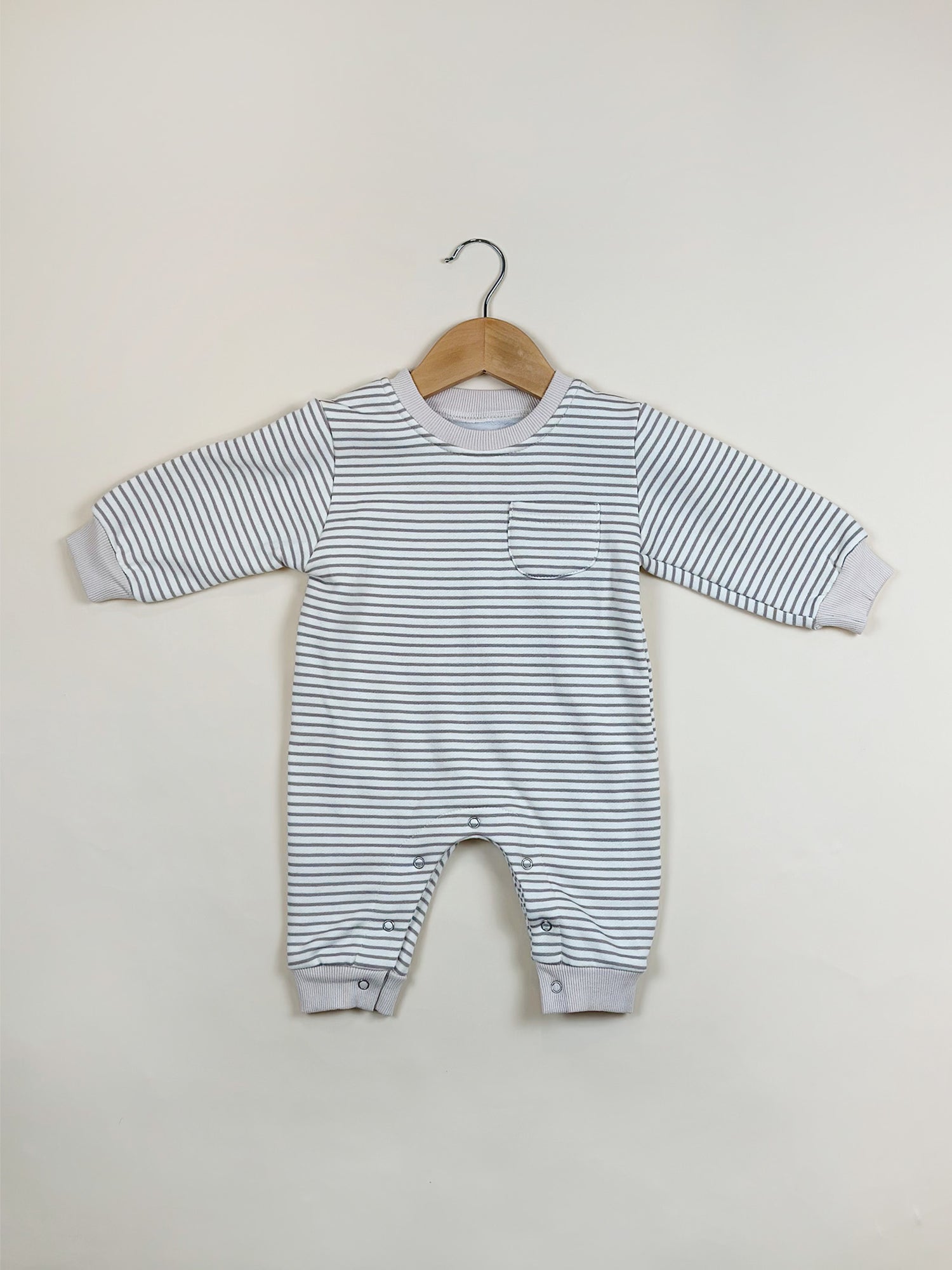 Striped Vintage Grey Romper lined with Fleece